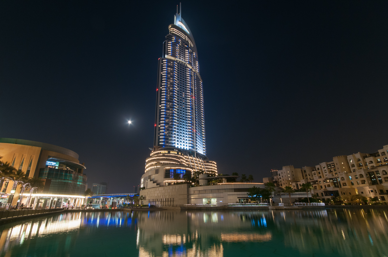 The Address Downtown - Night illumination reflected in water